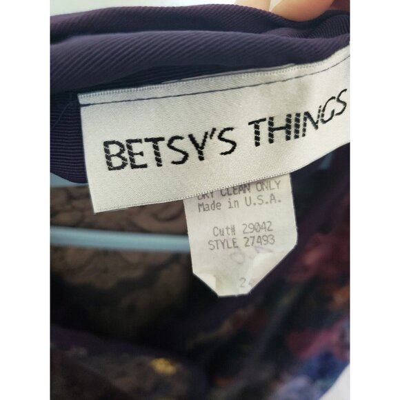 VTG Betsys Things Women Plus 24 Blouse Button Front Dark Floral Retro Grannycore - Picture 5 of 6